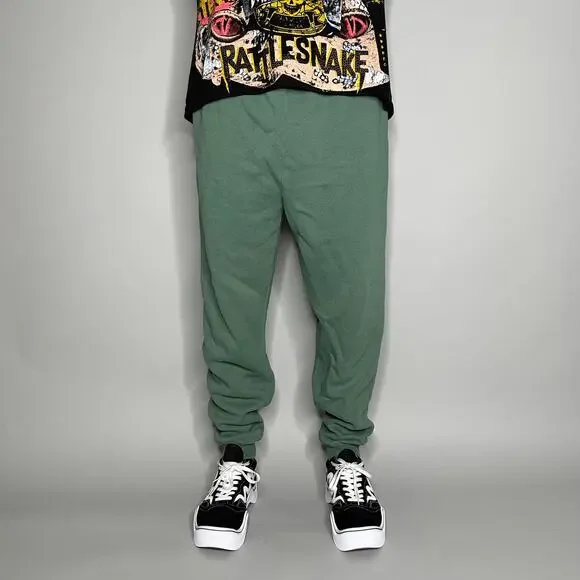 Vintage Lee Heavyweight Sweatpants Sage Green Cotton Joggers Baggy Made USA 90s - Picture 2 of 4